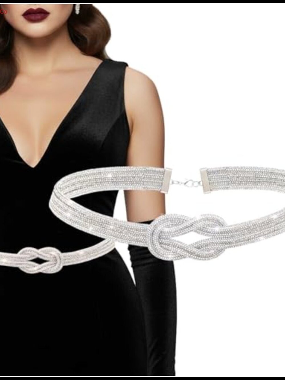 Rhinestone Knotted Belt Adjustable Stretch Formal Dress Wedding